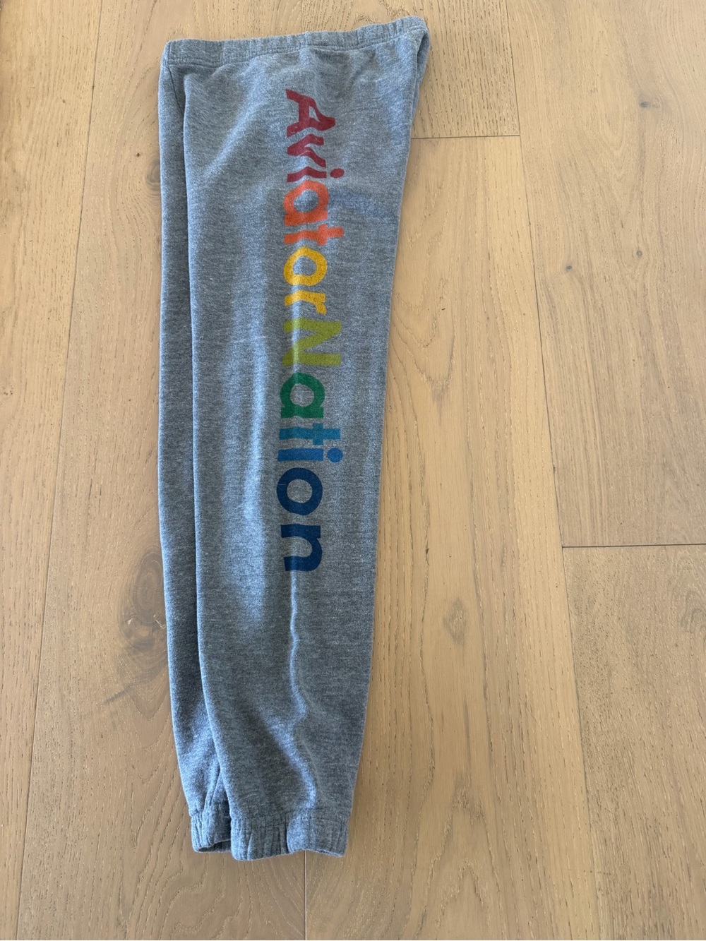 Aviator Nation Gray Sweatpants with Rainbow Logo